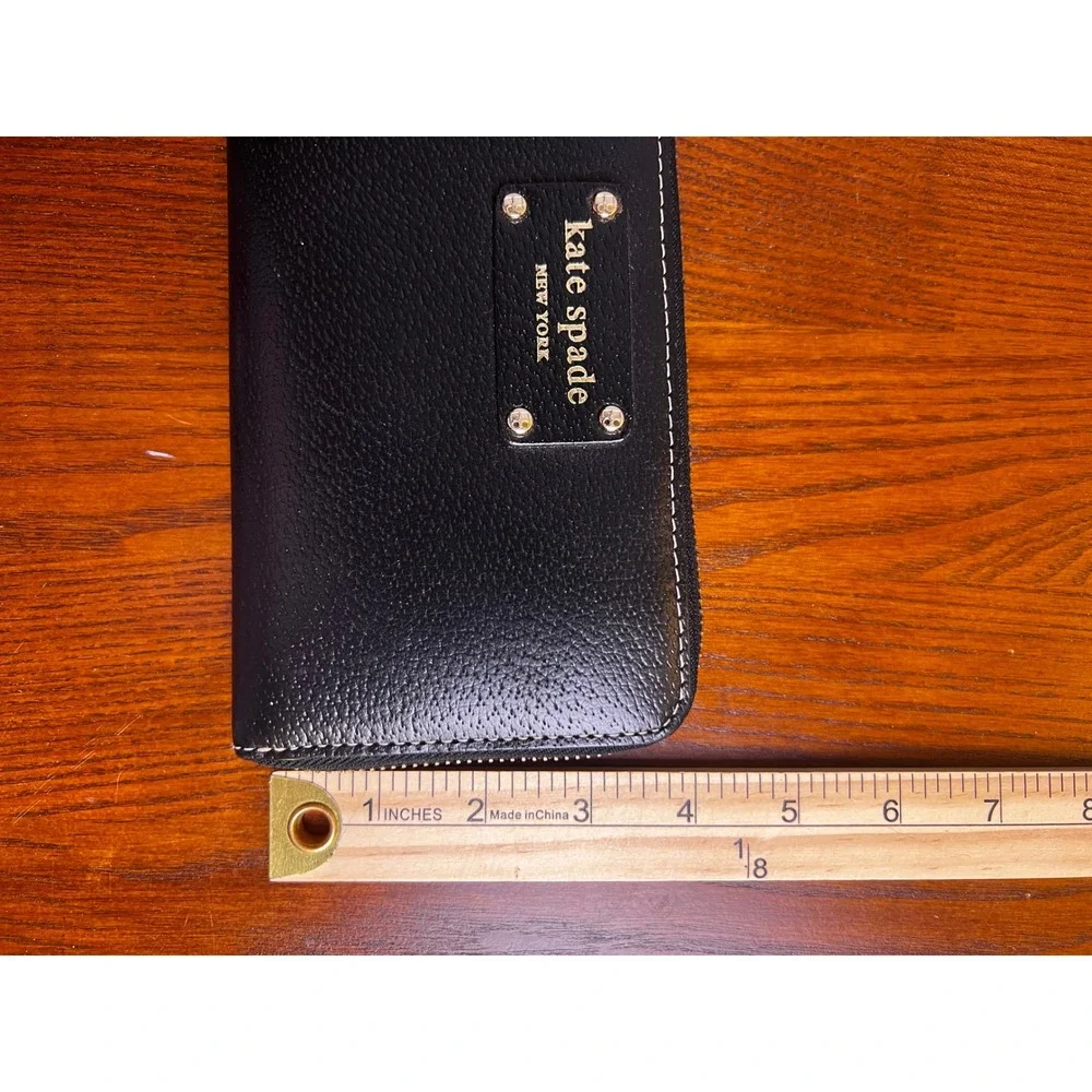 Kate Spade Black‎ Pebbled Leather Zip Around Continental Wallet EUC